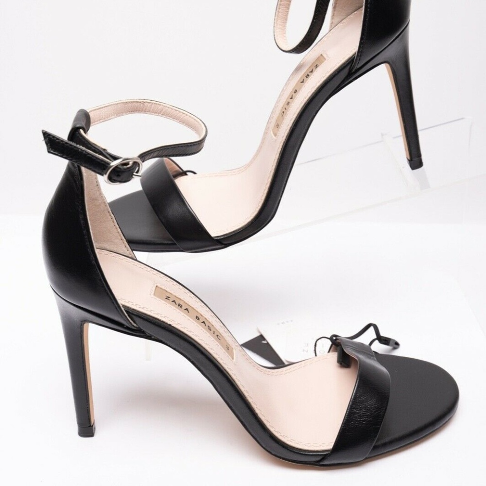 Zara Womens Leather High Heeled Sandals Sz 9 Eu 40